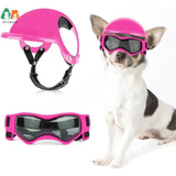 ATUBAN Dog Helmet and Dog Goggles for Small Dogs-Pet Motorcycle Helmet Hat with Ear Holes Adjustable Straps for Puppy Riding