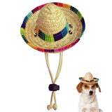 Cute Mini Puppy Dog Straw Woven Sun Hat Cap Mexican Sombrero Pet Supplies