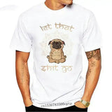 Man Clothing Funny Cosmos Let That Shit Go Quote Shirt Pug Dog Lovers T Shirt Yoga Meditation Namaste T Shirt