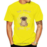 Man Clothing Funny Cosmos Let That Shit Go Quote Shirt Pug Dog Lovers T Shirt Yoga Meditation Namaste T Shirt