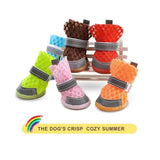 4Pcs Nonslip Dog Shoes Summer Heat Resistant Mesh Breathable Dog Boots Cute Dog Mesh Sandals with Reflective Adjustable Straps