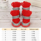 4Pcs Nonslip Dog Shoes Summer Heat Resistant Mesh Breathable Dog Boots Cute Dog Mesh Sandals with Reflective Adjustable Straps