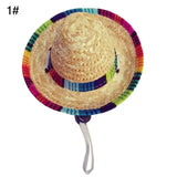 Cute Mini Puppy Dog Straw Woven Sun Hat Cap Mexican Sombrero Pet Supplies