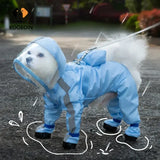 XS-2XL Pet Dog Raincoat Hooded Jumpsuit Waterproof Dog Jacket Outdoor Reflective Dogs Rain Coat Water Resistant Dogs Clothes